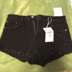 NWT ZARA BLACK JEAN SHORTS HIGH WAIST